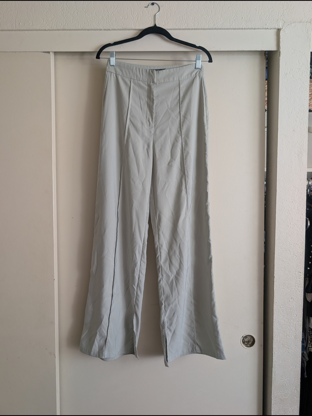 Wide-Leg High-Waist Women's Pants in Mint Green